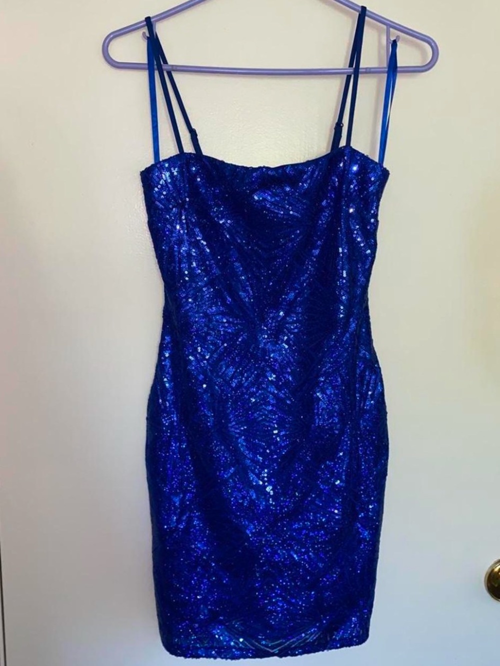 City Triangles Royal Blue Sequin Slip Dress